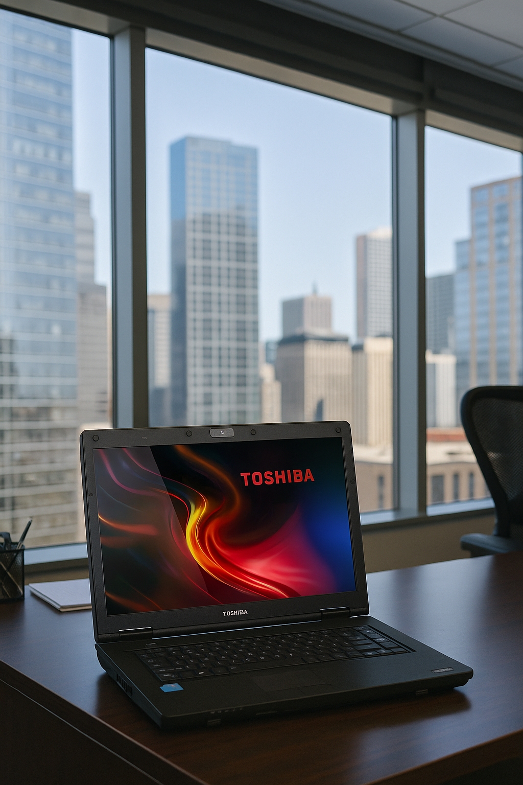 Repasovaný notebook Toshiba Satellite B552 s Windows 11 Pro za 2 619 Kč – pohled zepředu s klávesnicí