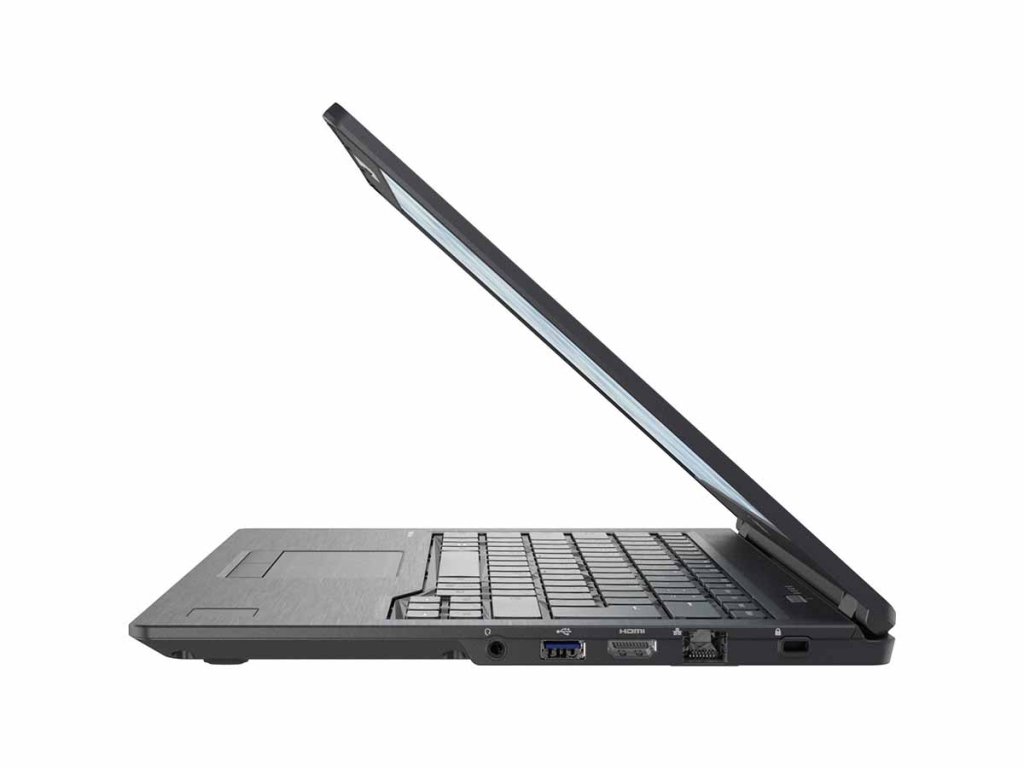 Fujitsu LifeBook U7410 – detail víka a konstrukce notebooku z úhlu