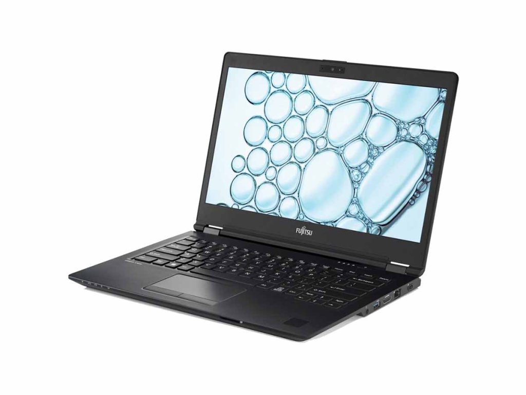 Repasovaný notebook Fujitsu LifeBook U7410 – pohled zepředu s matným displejem a klávesnicí
